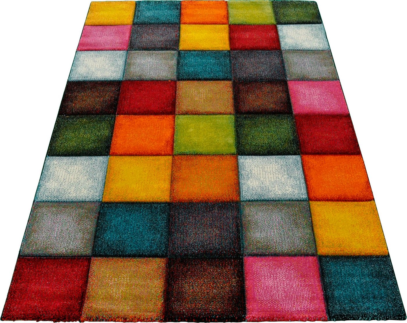 Teppich Belis 22605, merinos, rechteckig, Höhe: 18 mm, Wohnzimmer, moderner farbenfroher Kurzflorteppich von merinos