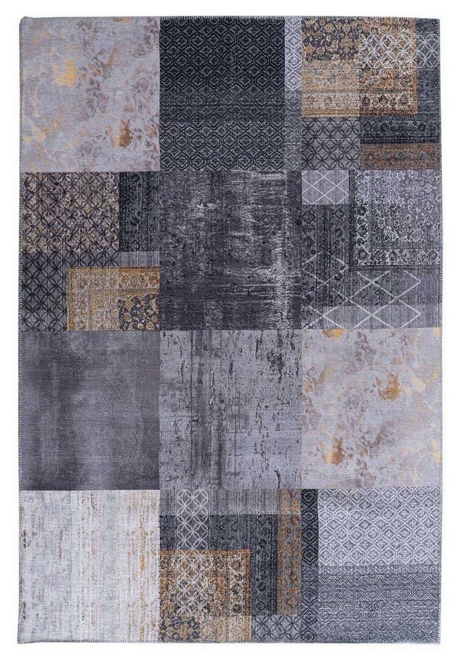 Teppich EDESSA, Grau, 200 x 290 cm, Baumwollmix, Muster, merinos, rechteckig, Höhe: 4 mm von merinos
