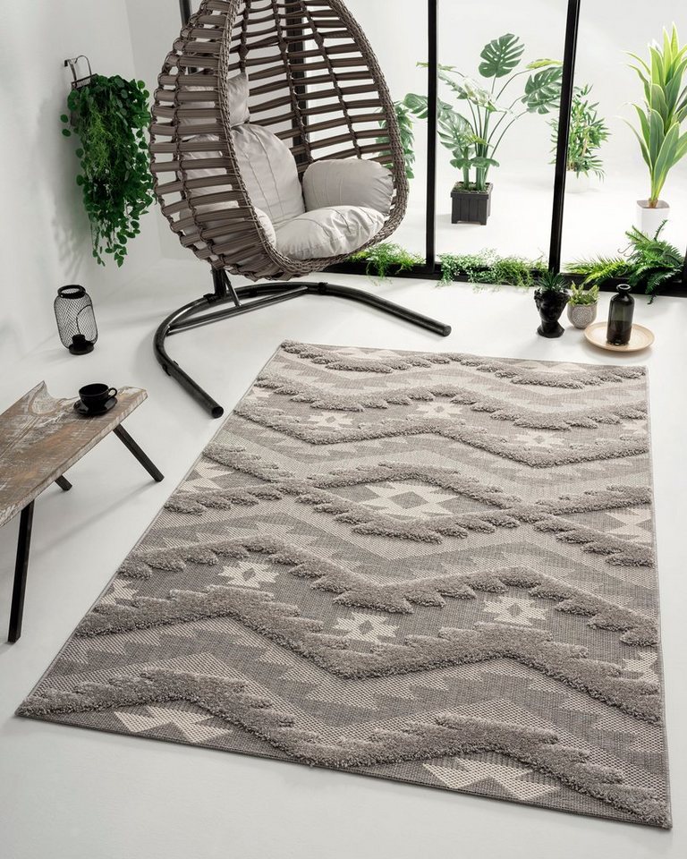 Teppich Kayra 54066, merinos, rechteckig, Höhe: 20 mm, Hoch Tief Struktur, Boho Style, Scandic, In- Outdoor geeignet von merinos
