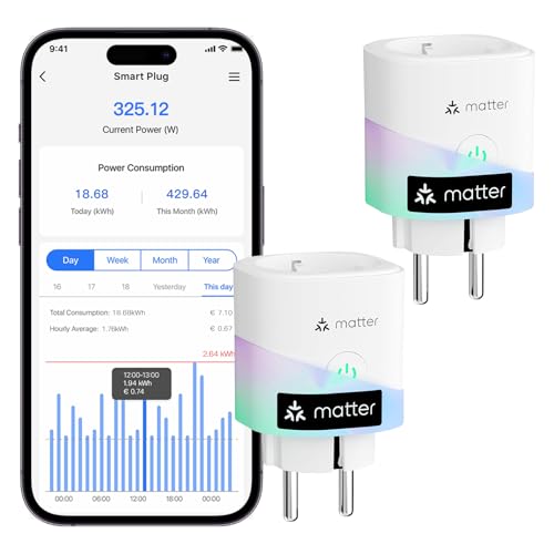 Meross_Smart Matter WLAN Steckdose mit Strommessung, Smart Home Steckdose mit Stromzähler, funktioniert Apple HomeKit, Alexa und Google, Sprach- und Fernsteuerung, 16A, 1er Meross_Smart Matter WLAN Steckdose mit Strommessung, Smart Home Steckdose mit Stromzähler, funktioniert Apple HomeKit, Alexa und Google, Sprach- und Fernsteuerung, 16A, 1er von Homry
