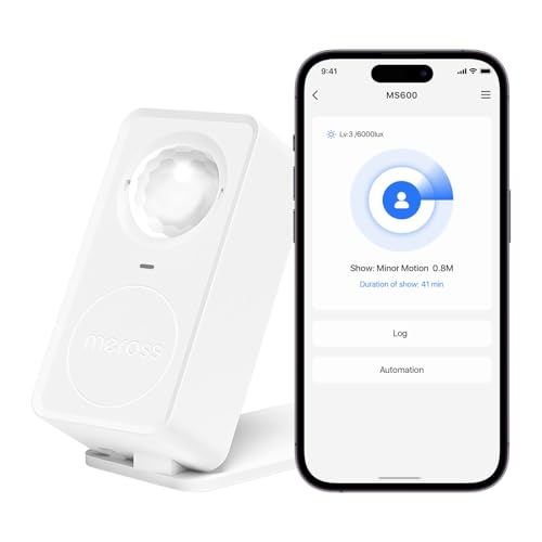 Meross_Smart Matter Präsenzmelder, WLAN Bewegungsmelder Innen mit App-Benachrichtigung für Warnsystem und Automationen, Anwesenheitssensor mit Kabel, Funktioniert mit Apple HomeKit, Alexa, Google Home von meross_smart