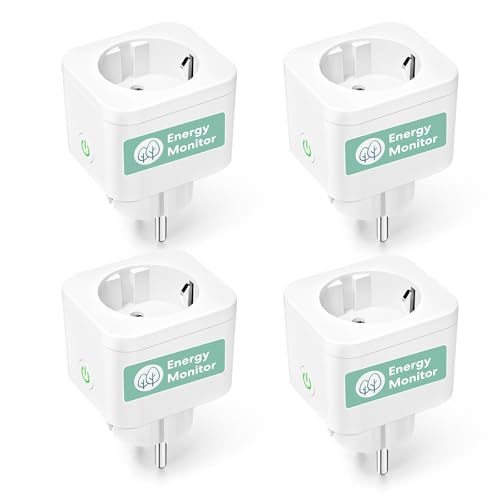 Meross Smart Home Steckdose 4er Pack, WLAN WiFi Steckdose mit Strommessung (16A), kompatibel mit Alexa, Google Home & SmartThings, Sprachsteuerung, Fernzugriff und Timerfunktion von meross