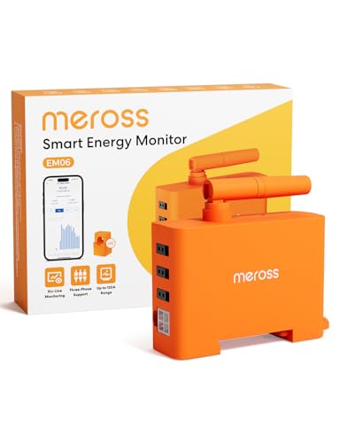 Meross EM06 (150 A) Smart Meter WLAN 3-Phasen Stromzähler mit 6 Messkanälen, DIN-Schiene Energiezähler mit Stromüberwachung für Solarpanels, PV-Systeme, Haushalt und Gewerbe von meross