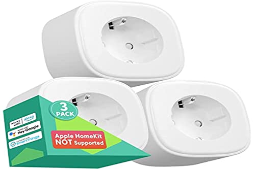 Meross Intelligente Steckdose (Typ F), WLAN-Steckdose, kompatibel mit Alexa, Google Home und SmartThings, 3 programmierbare Steckdosen mit Sprachsteuerung, Fernbedienung und Zeitfunktion von meross