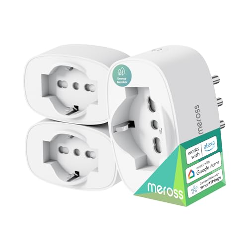 Meross Italienische Smart-Steckdose, WLAN-Steckdose mit Verbrauchsüberwachung, intelligente Steckdose 16 A, Timer-Funktion, kompatibel mit Alexa, Google Home und SmartThings, Sprach- und von meross