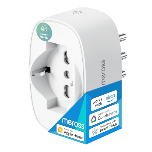 Meross Italienische WLAN-Steckdose, Smart Steckdose (Type C, F, L) mit Energieüberwachung, intelligente Steckdose kompatibel mit Apple HomeKit, Alexa und Google Home, Fernbedienung, 3840W, 16A, 2,4GHz von meross