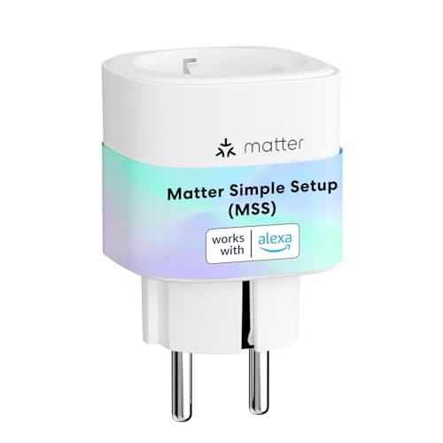 Meross Matter Smart Steckdosen mit Stromverbrauch, WLAN Steckdosen mit Stromzähler für Balkonkraftwerk, funktioniert Apple HomeKit, Alexa und Google, 16A, FFS Ver. von meross