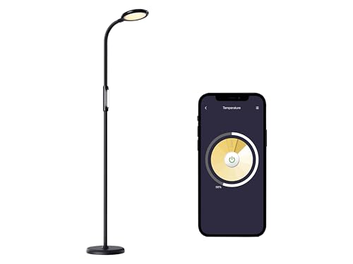 Meross Smart Dimmbare LED Stehlampe mit Sprachsteuerung, App Steuerung, Fernbedienung, 3-in-1 Stehleuchte für Wohnzimmer, Schlafzimmer, Kompatibel mit HomeKit, Alexa, Google and SmartThings, Schwarz von meross