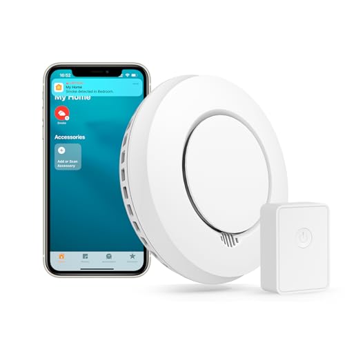 Meross WLAN Rauchmelder Vernetzt funktioniert mit HomeKit, Smart Smoke Detector Feuermelder, Brandmelder mit Stummschaltung und Selbsttest Funktion Geprüft nach DIN EN 14604, mit Hub von meross