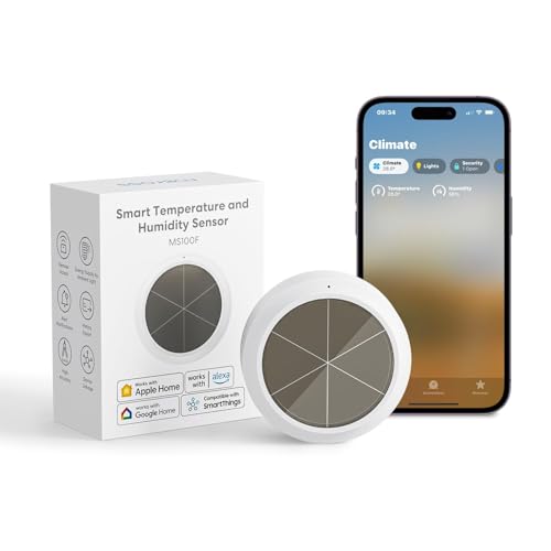Meross Smart Thermometer Hygrometer, Hub erforderlich, WiFi Innentemperatur Luftfeuchtigkeitssensor, Datenspeicherung und Temperaturüberwachung Apple HomeKit, Alexa, Google, SmartThings unterstützt, von meross