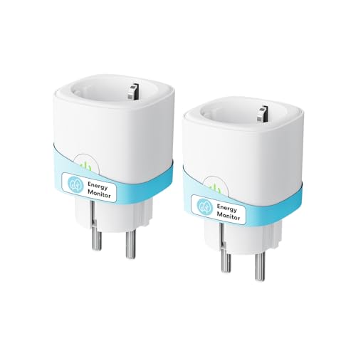 Meross Smart WLAN Steckdose mit Strommessung 16A, Zeitschaltuhr Steckdose mit Sprachsteuerung, Fernzugriff, Smart Home WiFi Steckdose kompatibel mit Alexa, Google Home, SmartThings, 2er von meross
