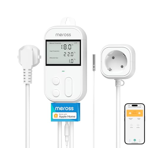 Meross Temperaturregler Smart Thermostat Steckdose für HomeKit Digital WLAN WiFi Heizungsthermostat Steckdose mit Fühler für Heizung und Kühlung 16 A, 2,4GHz, Weiss Meross Temperaturregler Smart Thermostat Steckdose für HomeKit Digital WLAN WiFi Heizungsthermostat Steckdose mit Fühler für Heizung und Kühlung 16 A, 2,4GHz, Weiss von meross