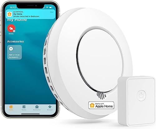 Meross WLAN Rauchmelder / Feuermelder mit Hub funktioniert mit Apple HomeKit Schlafzimmertauglich Brandmelder mit Stummschaltung und Selbsttest Funktion Geprüft nach DIN EN 14604,Start Kit mit Hub von meross