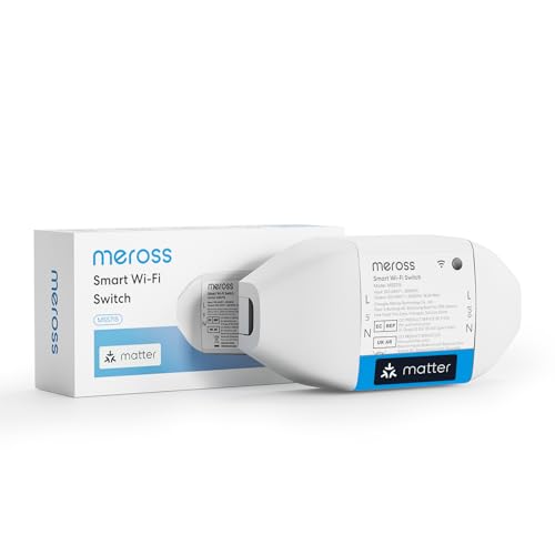 Meross WLAN Schalter Matter, 16A Smart Switch mit Matter Simple Setup (MSS) und Energieverbrauchsmessung, Smart Modul Schalter Kompatibel mit Apple Home, Alexa und Google Home, Sprachsteuerung von meross