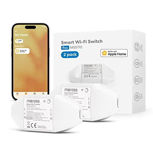 Meross WLAN Schalter funktioniert mit Apple HomeKit, Smart Switch Fernbedienung mit Siri, Google Assistant, SmartThings, DIY Smart für elektrische Haushaltsgeräte, 2pcs von meross