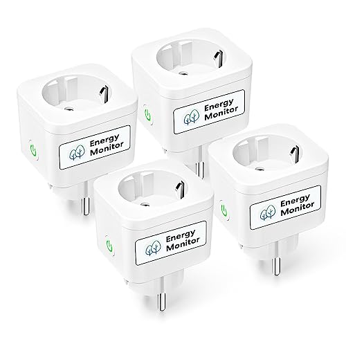 Meross WLAN Steckdose mit Strommessung 16A, Smart Home Zeitschaltuhr Steckdose mit Sprach- und Fernsteuerung, WiFi Smart Plug Funktioniert mit Alexa, Google Home, SmartThings, 4er Pack von meross