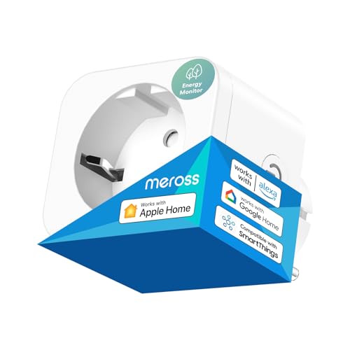 Meross WLAN Steckdose funktioniert mit Apple HomeKit, 16A Smart Steckdose mit Strommessung, Kompatibel mit Alexa, Google Home, Smart Home Steckdose mit Timer, Sprachsteuerung und App Fernbedienung von meross