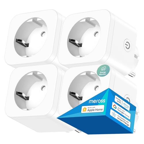 Meross Smart WLAN Steckdose Mit Strommessung16A, WiFi Alexa Steckdose 4er Pack mit App Fernsteuerung & Zeitschaltuhr, Kompatibel Mit Apple HomeKit, Alexa, Google Home, SmartThings von meross