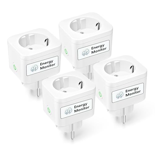 Meross Alexa Steckdose 4 Stück, Smart WLAN Steckdose mit Strommessung 16A, Smart Home WiFi Steckdose mit Sprach- und Fernsteuerung, Timer, Smart Plug Funktioniert mit Alexa, Google Home, SmartThings von meross