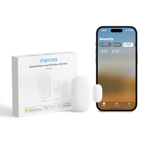 Meross WLAN Tür- und Fenstersensor, Erfordert Meross Hub, Mini Smart Magnetischer Fensterkontakt mit Echtzeit Alarm, Kompatibel mit Alexa, Apple Home, Google Home und SmartThings (Enthält keinen Hub) von meross