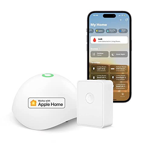 Meross Smart Wassermelder WLAN Wassersensor für HomeKit, Wassersensor Wasseralarm mit Hub kompatibel mit Apple Home, Alexa und SmartThings drahtloser Flutdetektor IP67, Audio-Alarm von meross