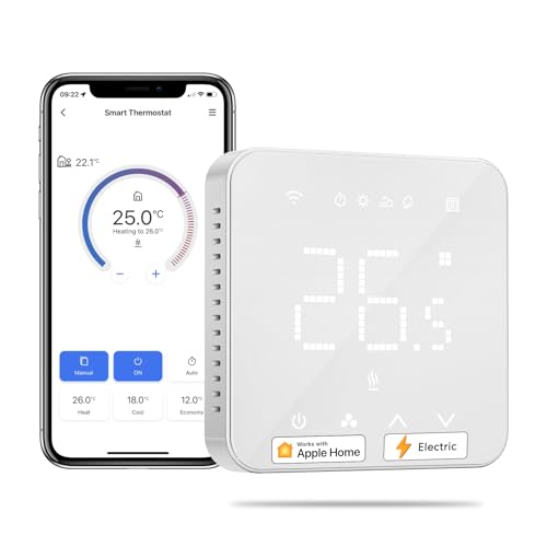 Smart Elektrische Thermostat, Fußbodenheizung WLAN Raumthermostat kompatibel mit HomeKit, Alexa und Google, Sprachfehl, Fernsteuerung und Zeitplan, LED Touchscreen Digital von meross