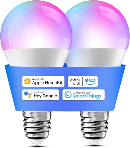 meross Smart Glühbirne E27 LED kompatibel mit HomeKit, Siri, Alexa, Google Home und SmartThings, RGBWW Smart Glühbirne, Dimmbar, Mehrfarbig, mit Sprachsteuerung und Fernbedienung, 2 St von meross