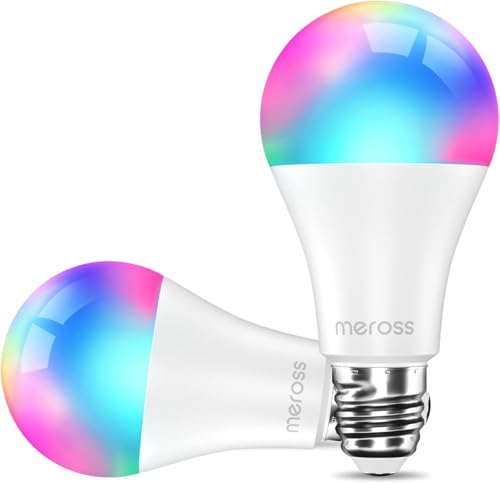 Smart LED Lampe, Meross WLAN dimmbare Glühbirne intelligente Mehrfarbige Birne Äquivalent 60W E27 2700K-6500K RGBCW kompatibel mit Alexa, Google Home und SmartThings 2St. von meross