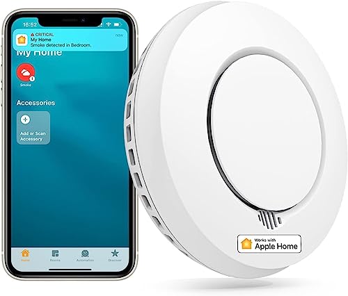 Smart Rauchmelder Feuermelder Meross funktioniert mit Apple HomeKit Schlafzimmertauglich Brandmelder mit Stummschaltung und Selbsttest Funktion Geprüft nach DIN EN 14604，Hub benötig von meross