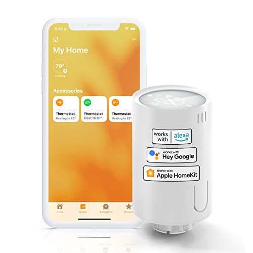meross Smart Heizkörperthermostat kompatibel mit HomeKit, WLAN Heizungsthermostat Kompatibel mit Siri, Alexa und Google Assistant, Fernsteuerung, benötigt Hub, M30*1,5mm, 6 Adapter, 1pcs von meross
