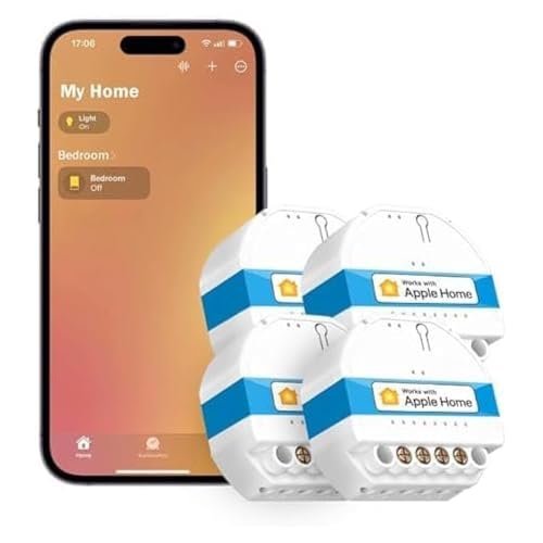 WiFi Relais WLAN Schalter funktioniert Apple HomeKit, meross Relais Modul, für smart home DIY Auf-/Unterputz, arbeiten mit Alexa und Google, 2,4-GHz, 4 pcs von meross