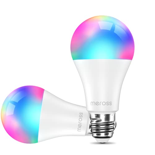 Smart LED Lampe, Meross WLAN dimmbare Glühbirne intelligente Mehrfarbige Birne Äquivalent 60W E27 2700K-6500K RGBCW kompatibel mit Alexa, Google Home und SmartThings 2St. von meross