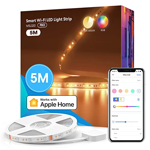 meross Led Strip 5m funktioniert mit Apple HomeKit, WLAN Led Streifen, Smart RGBWW Strip kompatibel mit Alexa und Google, für Zuhause, Party, Weihnachten von meross