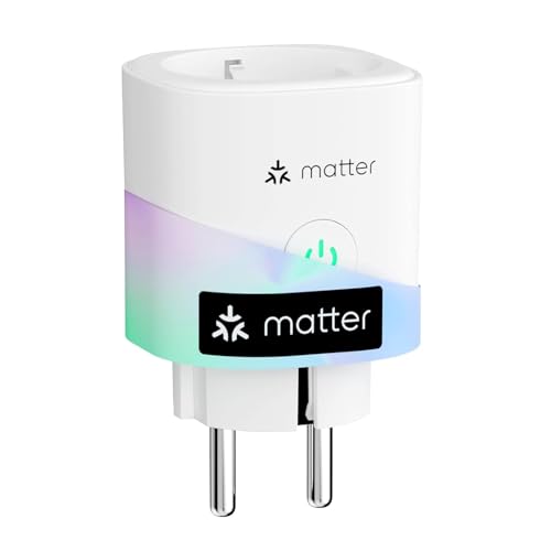 meross Matter WLAN Steckdose mit Stromverbrauch, 16A Smart Steckdose mit Stromzähler für Balkonkraftwerk, funktioniert mit Apple Home, Alexa und Google Home, Sprachsteuerung, Fernzugriff und Zeitplan von meross