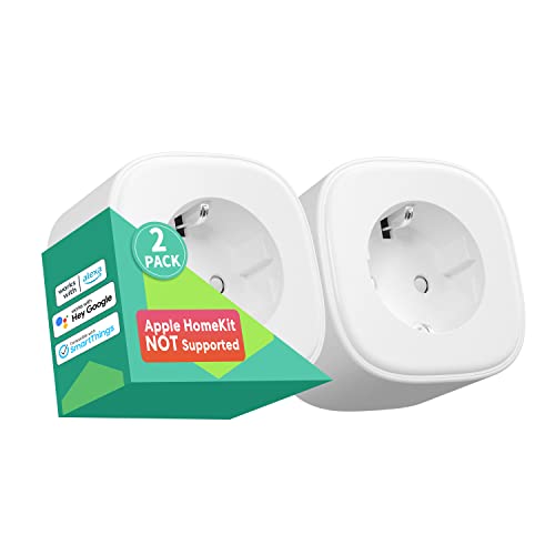 meross Smart WLAN Steckdose, Intelligente Alexa kompatibel mit Alexa, Google und SmartThings, Sprachsteuerung, Fernbedienung Zeitplan, 2er Pack, 2,4Ghz 3840W 16A, MSS210KIT von meross