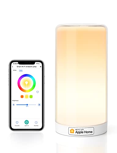 meross WLAN LED Nachttischlampe Funktioniert mit Apple HomeKit, Dimmbar RGBCW Atmosphäre Touch Nachtlampe für Schlafzimmer Wohnzimmer, Smart Nachtlicht Funktioniert mit Alexa, Google Home von meross