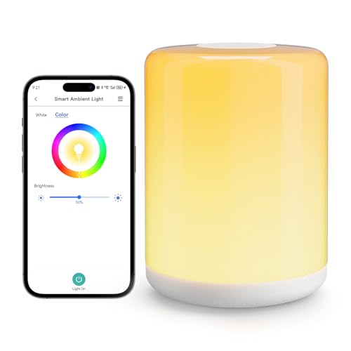 meross WLAN LED Nachttischlampe Touch Dimmbar, Funktioniert mit Apple HomeKit, RGBWW Smart Nachtlampe mit Timer für Kinder, WiFi Tischleuchte mit Kabel, Funktioniert mit Alexa und Google Home von meross