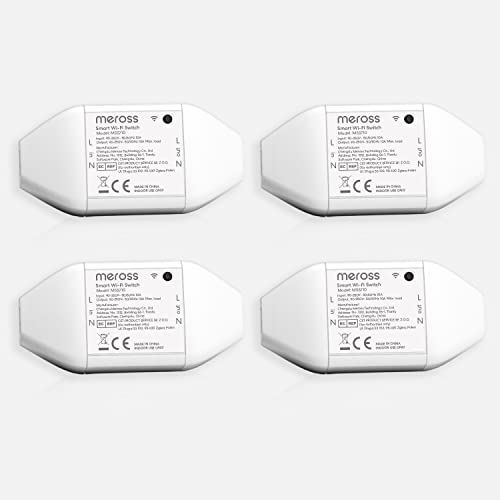 meross WLAN Schalter Universal WiFi Switch Fernbedienung Sprachsteuerung mit Alexa, Google Assistant DIY Smart Home für elektrische Haushaltsgeräte, 2400 W, 4 Stücke von meross