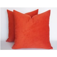 2Er Set Orange Samtkissenbezüge Modernes Dekokissen | 45 cm von mertakkul