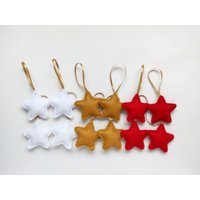 Weiß Golden Rot Filzstern Ornamente Mit Goldenem Band, Christbaumschmuck, 12Er Set, Gastgeschenke Weiß Golden Rot Filzstern Ornamente Mit Goldenem Band, Christbaumschmuck, 12Er Set, Gastgeschenke von messagefromspace