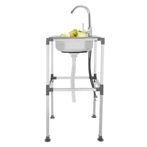 Edelstahl Einschalen-Küchenspüle, Haushaltsspülen-Set Mit Abnehmbarem Wasserhahn, Wasserfall-Barspüle, 38 * 33 * 75CM, Großes Fassungsvermögen, Für Reinigung Geschirr, Gemüse, Obst von mesterth