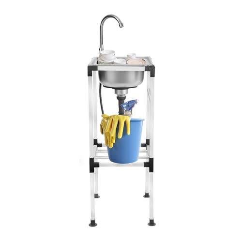 Edelstahl Einschalen-Küchenspüle, Haushaltsspülen-Set Mit Abnehmbarem Wasserhahn, Wasserfall-Barspüle, 42 * 37 * 83CM, Großes Fassungsvermögen, Für Reinigung Geschirr, Gemüse, Obst von mesterth