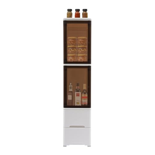 mesterth Kommode Badregal 4 Schubfächer, Regal Standregal, Kleiner Schmaler Toilettenregalschrank, Kunststoff-Eckschrank, Badezimmerschrank Mit Schublade, Für Esszimmer, Wohnzimmer von mesterth
