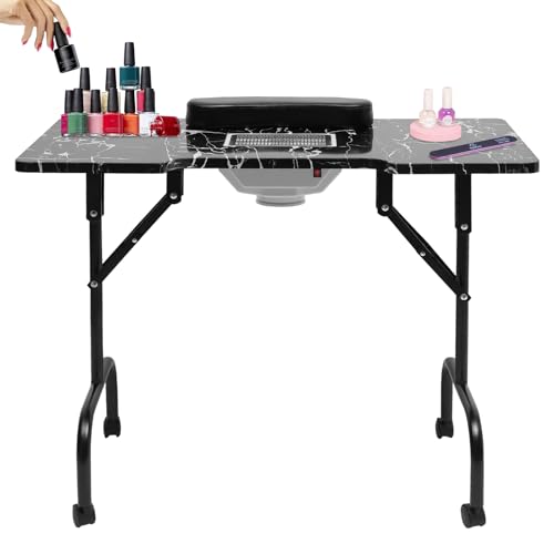 mesterth Tragbare Maniküretisch Nageltisch Schönheitssalon Techniker Schreibtisch Faltbar Mobilesmanikürtisch Für beide Salon Und Zu Hause Mit Staubkollektor Fan von mesterth