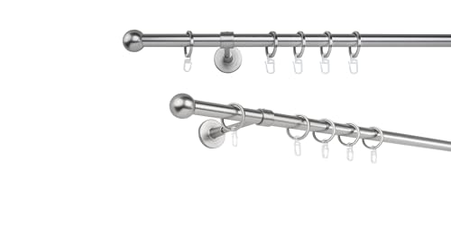 metablo Gardinenstange auf Maß mit Endstück Ball Ø 20mm Rohr 1-Lauf Wandabstand 14cm Komplettset Edelstahl-Optik 280cm metablo Gardinenstange auf Maß mit Endstück Ball Ø 20mm Rohr 1-Lauf Wandabstand 14cm Komplettset Edelstahl-Optik 280cm von metablo
