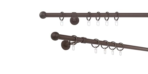 metablo Gardinenstange auf Maß mit Endstück Ball Ø 20mm Rohr 1-Lauf Wandabstand 14cm Komplettset Rost 320cm von metablo