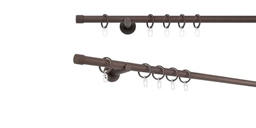 metablo Gardinenstange auf Maß mit Endstück Kappe Ø 20mm Rohr 1-Lauf Wandabstand 6,5cm Komplettset Rost 320cm von metablo