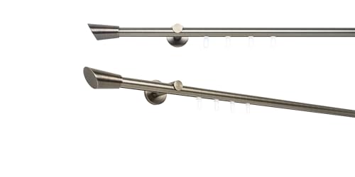 metablo Gardinenstange auf Maß mit Endstück Rag Innenlauf Ø 20mm Wandabstand 6,5cm Komplettset Brüniert 210cm von metablo