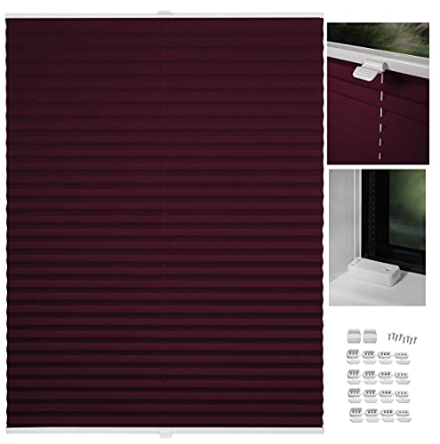 metablo Plissee nach maß Plissee mit Bohren 22 Farben Schalosien Fenster innen Faltrollos für Fenster Sicht- und Sonnenschutz Rollo für Fenster mit Bohren Weinrot B: 51-60 cm, H: 151-200 cm metablo Plissee nach maß Plissee mit Bohren 22 Farben Schalosien Fenster innen Faltrollos für Fenster Sicht- und Sonnenschutz Rollo für Fenster mit Bohren Weinrot B: 51-60 cm, H: 151-200 cm von metablo