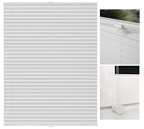 metablo Plissee ohne Bohren Klemmfix Faltrollo Jalousie Plisseerollo Sichtschutz und Sonnenschutz Blickdicht lichtdurchlässig Rollo für Fenster & Tür Weiß 75x210 cm von metablo